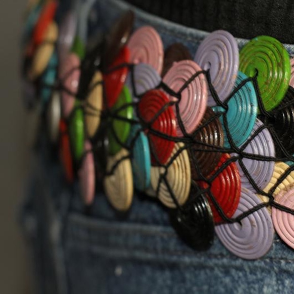Unique Multi Colour Belt with Wooden Latch Hook main image 4